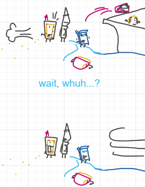 A panel from Ready Oar Knot, episode three of the Board Boards object show by Furretwalk/WalkingFurret.